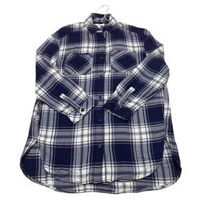 BP Tunic Top Womens Size Extra Small XS Blue Plaid‎ Long Sleeve Button Up